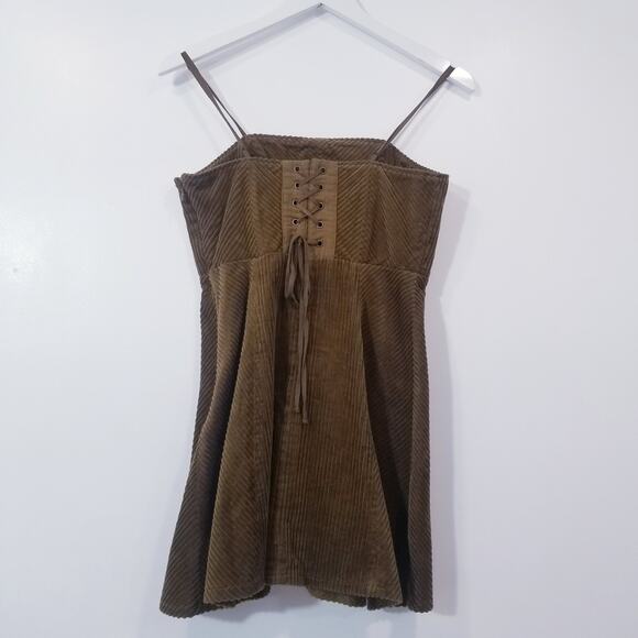 Urban Outfitters Corduroy Back Lace Up Mini Dress - Picture 3 of 12